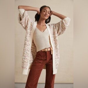 Anthropologie Jenna Marled Knit Cardigan OS Cream Multicolor